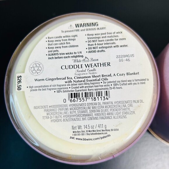 (2) Bath & Body Works Cuddle Weather 3-wick Scented Candles NEW - Picture 5 of 5